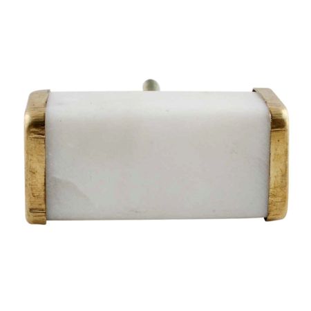 White Rectangle Stone Gold Cabinet Knobs